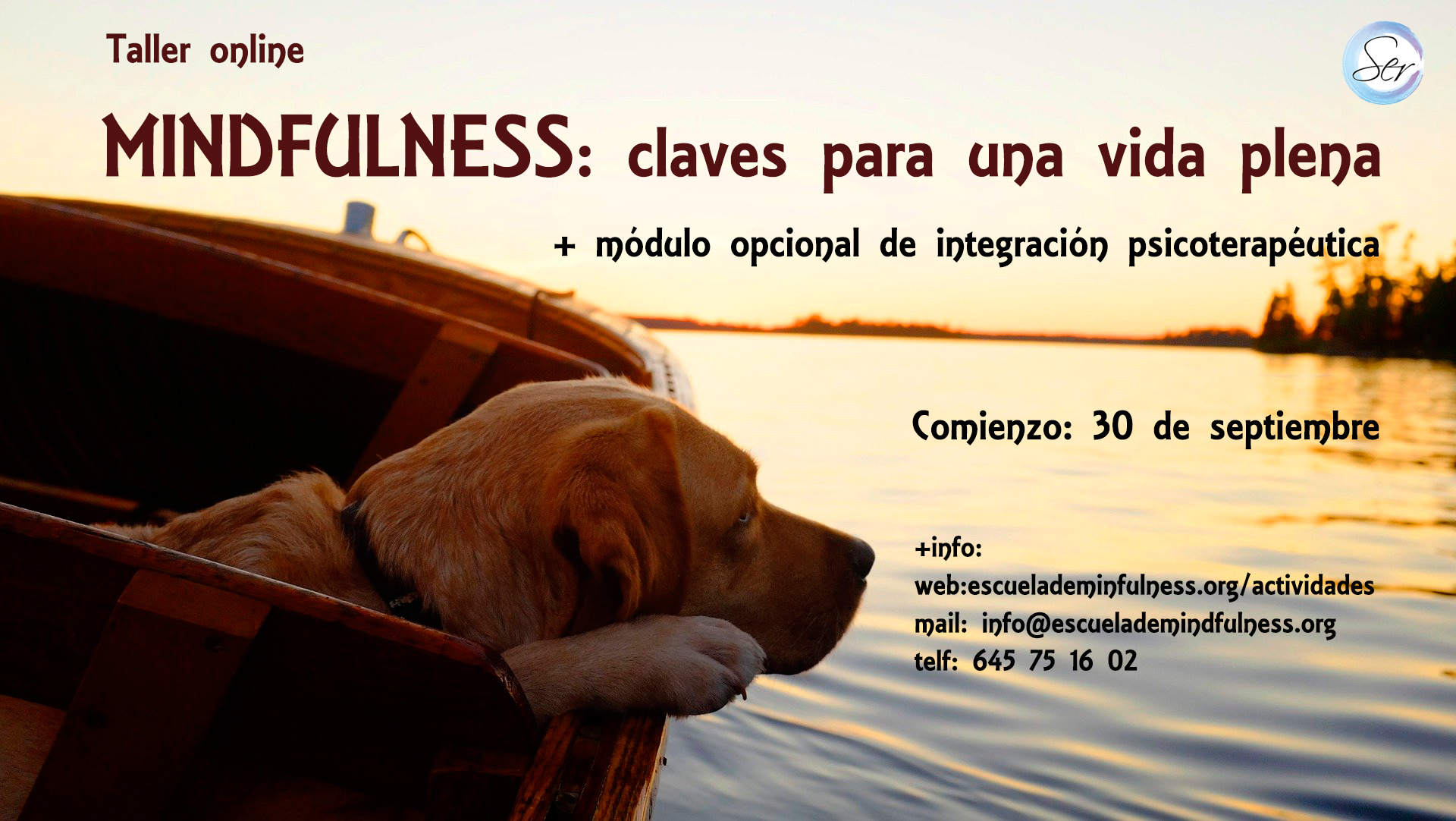 Taller online MINDFULNESS: claves para una vida plena. Comienzo 30/9/20